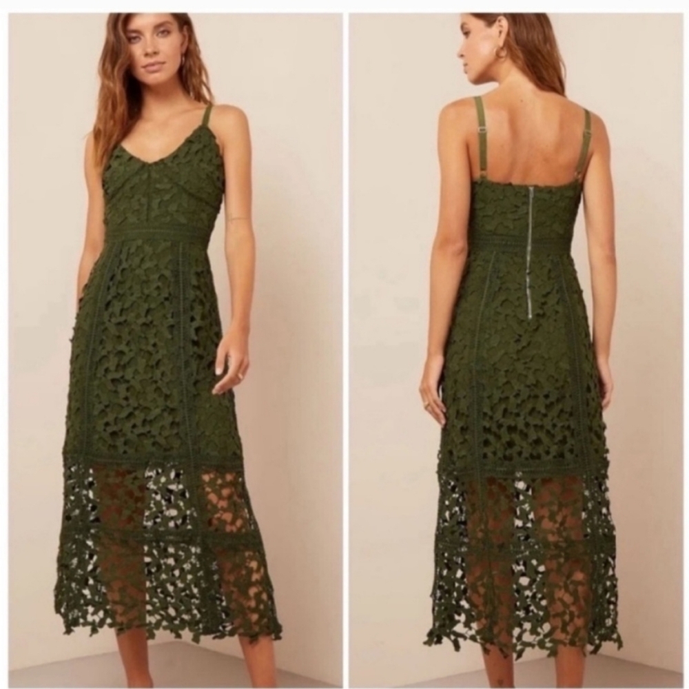 Elegant Elliat Green Lace Midi Dress
